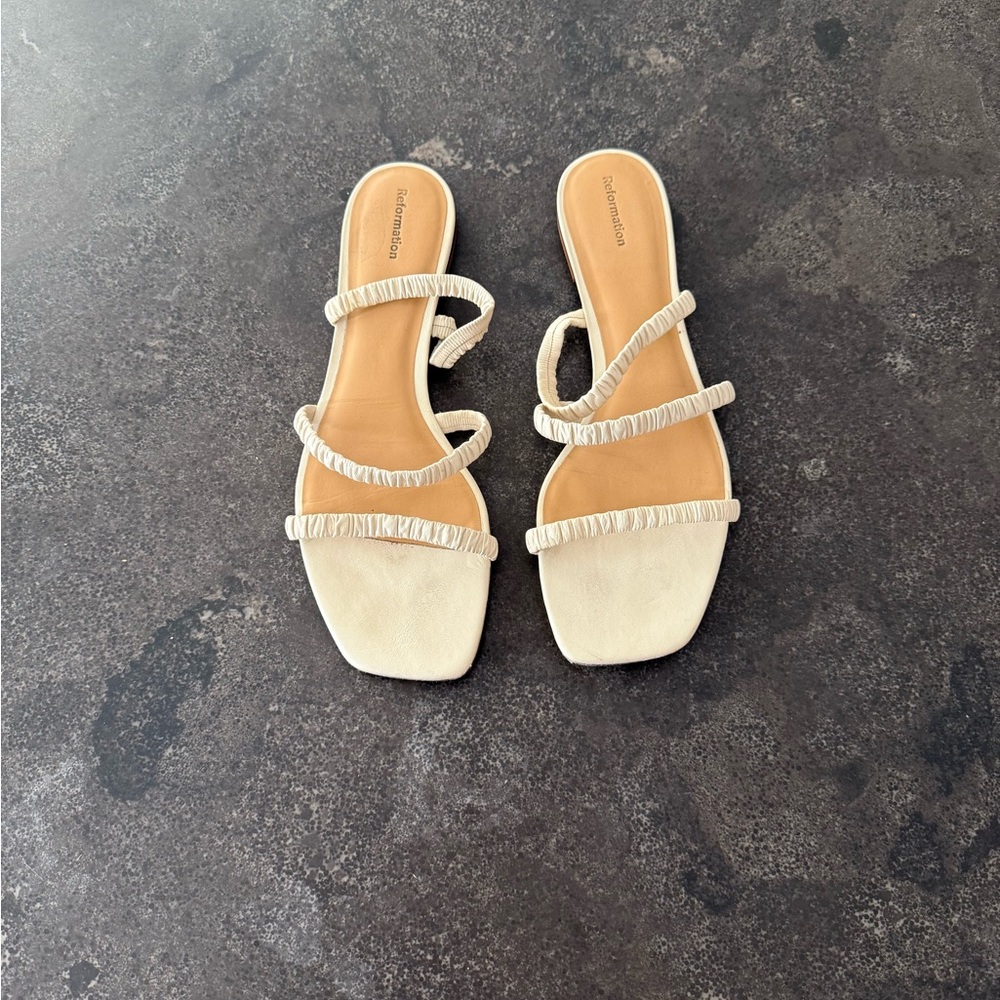 Reformation Cream Minimalist Slide Sandals